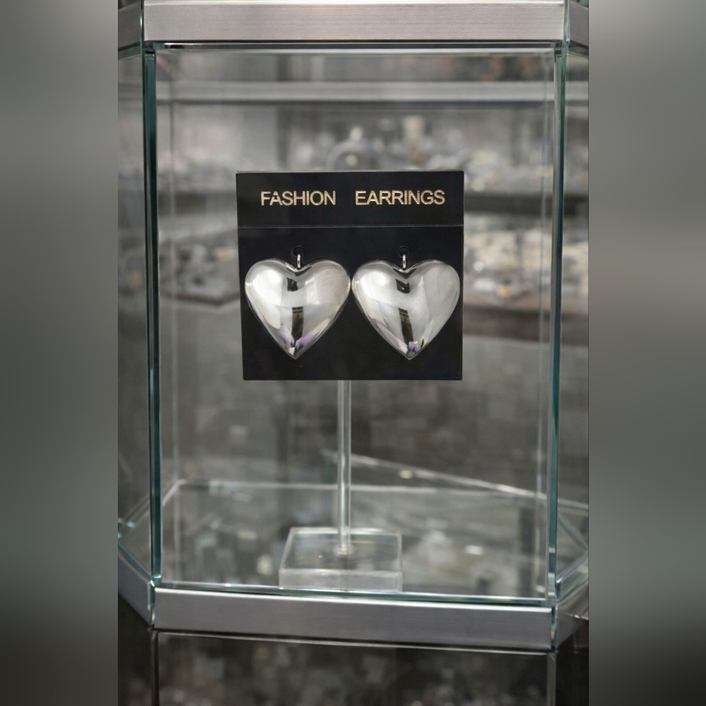 Women's silver heart earrings